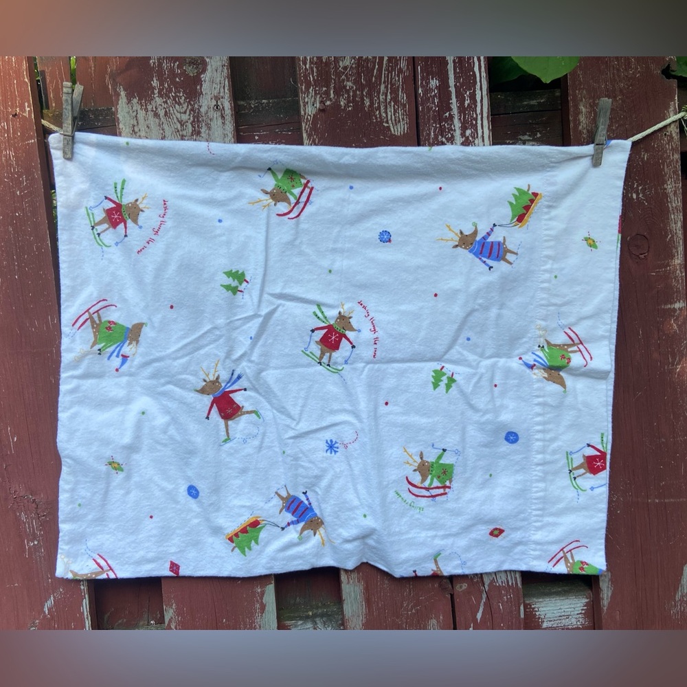 Flannel Christmas Reindeer Pillowcase